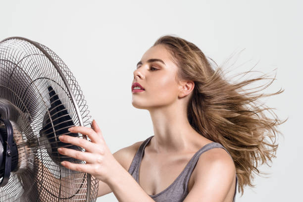 istock Young woman with cooler fan 962306052
