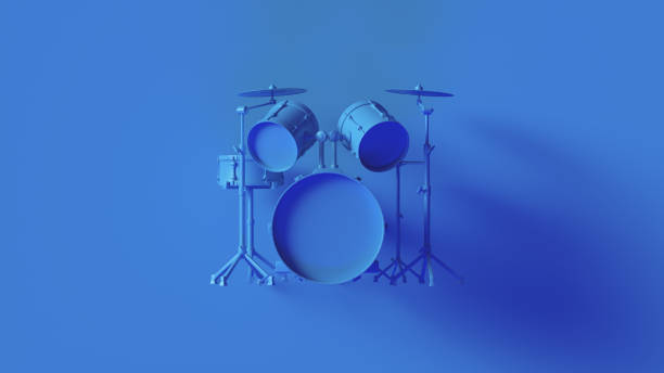 kit de tambor azul brillante - baterias musicales fotografías e imágenes de stock
