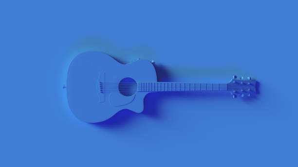 Bright Blue Electric Acoustic Guitar 3d illustration