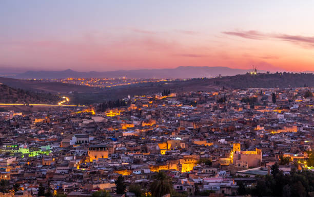 Fez, Morocco Pink skies in Fez. fez morocco stock pictures, royalty-free photos & images