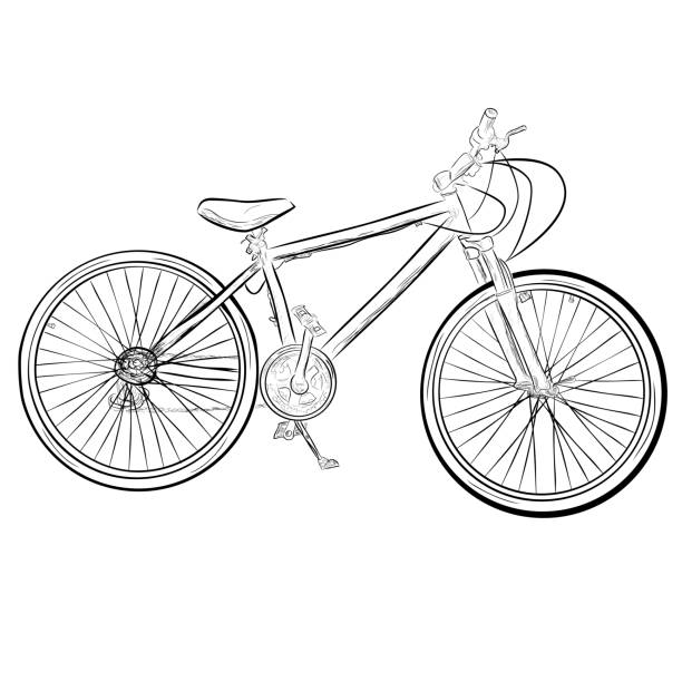 prosty szkicowy rower górski - draft sports stock illustrations