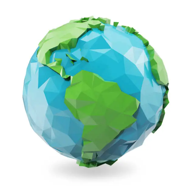 3d illustration Polygonal style illustration of earth. Low poly earth illustration. Polygonal globe icon