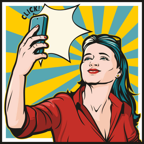 Selfie Girl vector art illustration