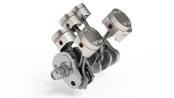 istock 3d rendering of an internal combustion engine. Engine parts, crankshaft, pistons, fuel supply system. V6 engine pistons with crankshaft isolated on white. Illustration of car engine inside. 962321128