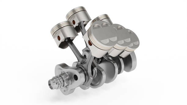 istock 3d rendering of an internal combustion engine. Engine parts, crankshaft, pistons, fuel supply system. V6 engine pistons with crankshaft isolated on white. Illustration of car engine inside. 962321278