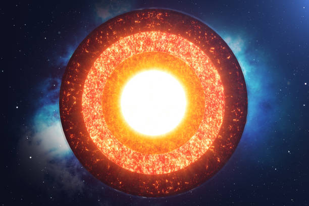 Structure core Earth. Structure layers of the earth. The structure of the earth's crust. Earth cross section in space view. Elements of this image furnished by NASA. 3D rendering