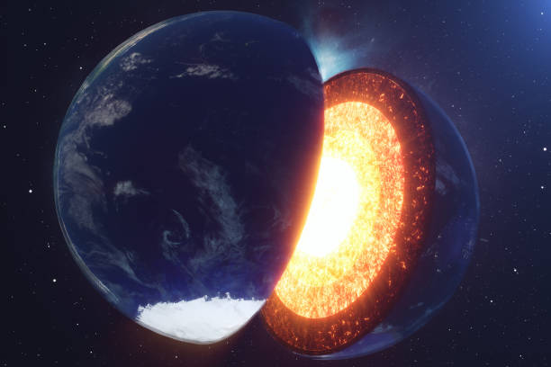 istock Structure core Earth. Structure layers of the earth. The structure of the earth's crust. Earth cross section in space view. Elements of this image furnished by NASA. 3D rendering 962321370