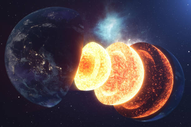 istock Structure core Earth. Structure layers of the earth. The structure of the earth's crust. Earth cross section in space view. Elements of this image furnished by NASA. 3D rendering 962321384