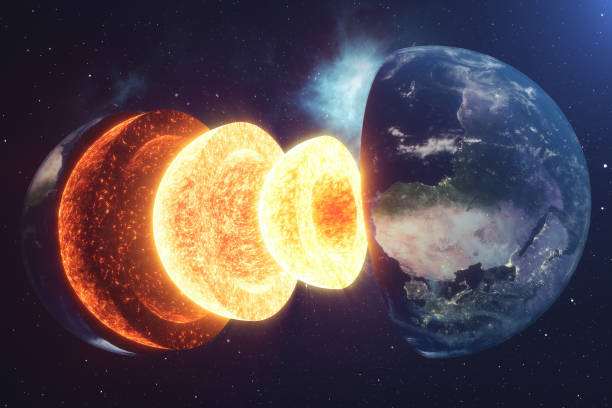 istock Structure core Earth. Structure layers of the earth. The structure of the earth's crust. Earth cross section in space view. Elements of this image furnished by NASA. 3D rendering 962321386