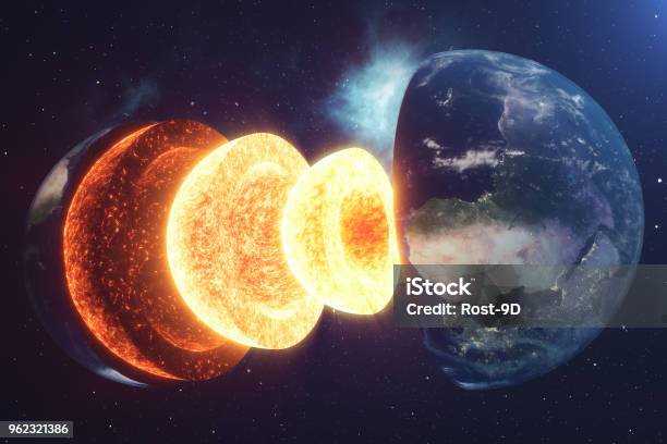 Structure Core Earth Structure Layers Of The Earth The Structure Of The Earths Crust Earth Cross Section In Space View Elements Of This Image Furnished By Nasa 3d Rendering Stock Photo - Download Image Now