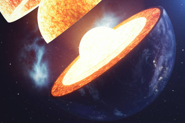 istock Structure core Earth. Structure layers of the earth. The structure of the earth's crust. Earth cross section in space view. Elements of this image furnished by NASA. 3D rendering 962321388