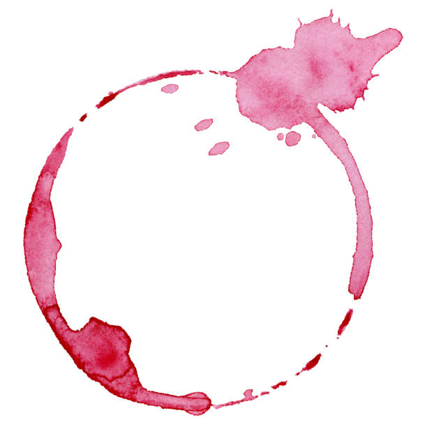 wine glass mark - paint watercolor painting circle splashing imagens e fotografias de stock