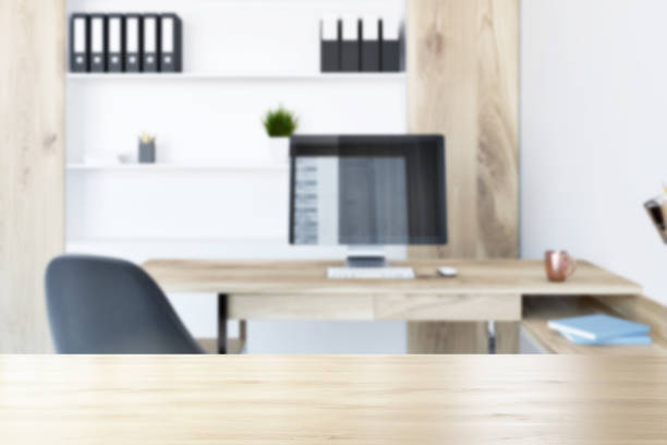 istock Company leader office interior close up blur 962331714