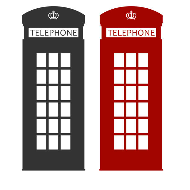 wektor red london street - pay phone telephone booth telephone isolated stock illustrations