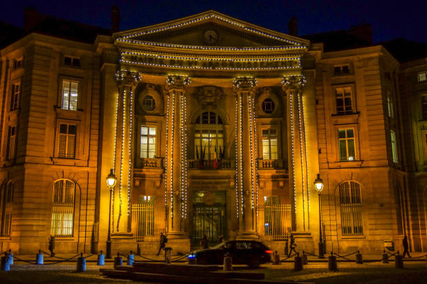 Paris city hall of the 5th district, mairie du cinquieme arrondissement stock photo
