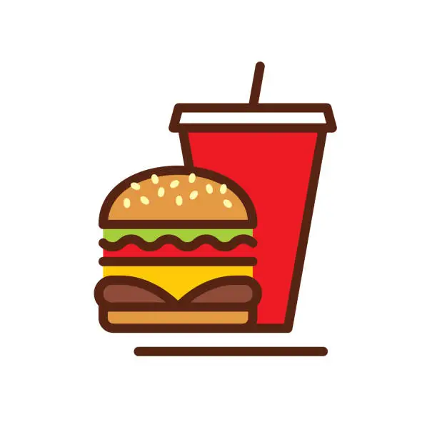 Vector illustration of Fast Food line icon