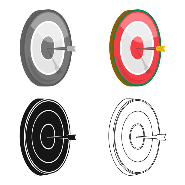 illustrazioni stock, clip art, cartoni animati e icone di tendenza di icona freccette in stile cartone animato isolata su sfondo bianco. illustrazione web vettoriale del simbolo del pub. - dartboard target pub sport