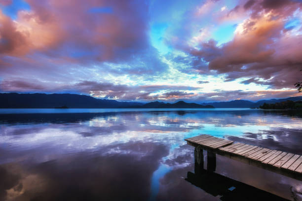 Lakeside Sunset stock photo