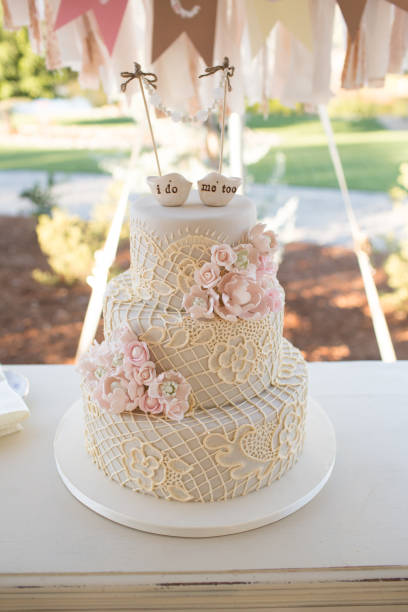 Wedding cake with cute topper