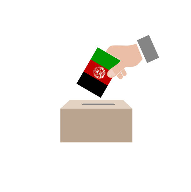 afghanistan-wahlen, nationalflagge und wahlurne, weißen hintergrund vektor arbeit - support horizontal war afghanistan stock-grafiken, -clipart, -cartoons und -symbole
