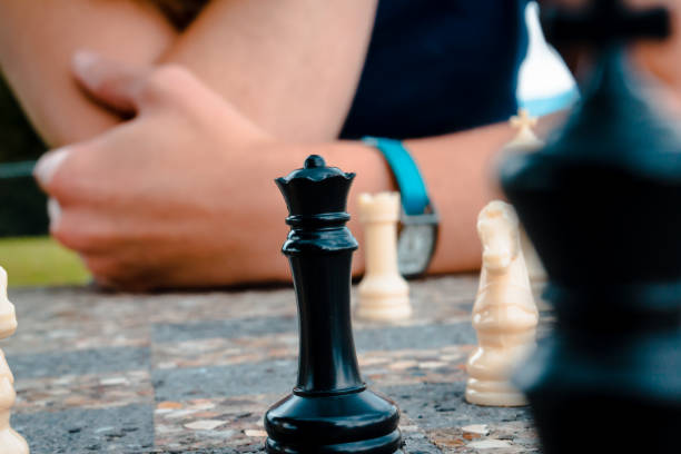 istock Playing chess in the park on a sunny day in the summer 962365878