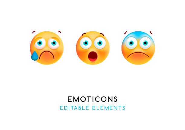 Set of Cute Emoticons on White Background . Isolated Vector Illustration Isolated Vector Elements blush emoji stock illustrations
