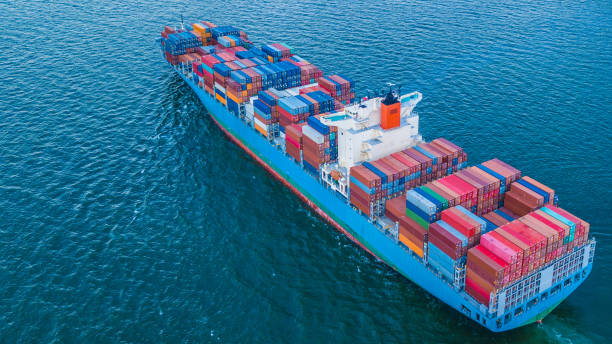 istock Aerial view Container Cargo ship import and export business, Freight Transportation import export logistic. 962386064