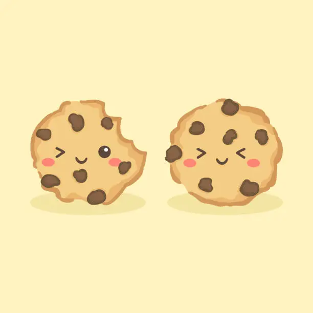 Vector illustration of Cute Choco Chip Cookies Vector Cartoon