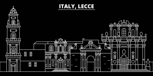 Lecce silhouette skyline. Italy - Lecce vector city, italian linear architecture, buildings. Lecce travel illustration, outline landmarks. Italy flat icon, italian line banner Lecce silhouette skyline. Italy - Lecce vector city, italian linear architecture, buildings. Lecce line travel illustration, landmarks. Italy flat icon, italian outline design banner lecce stock illustrations