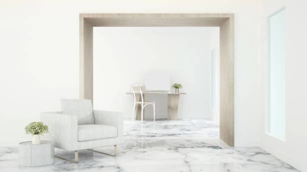 istock Study and living area in apatment or hotel - Interior simple design for artwork condominium or home - 3D Rendering 962388480