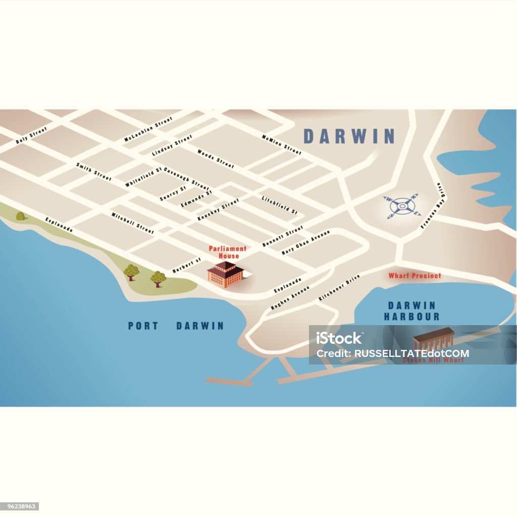 Darwin, NT, Mapa de Australia - arte vectorial de Darwin libre de derechos