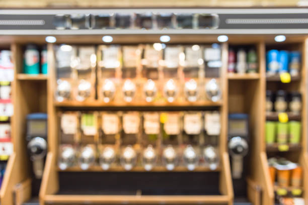 istock Abstract blurred variety coffee beans in vending machine at grocery store 962390662
