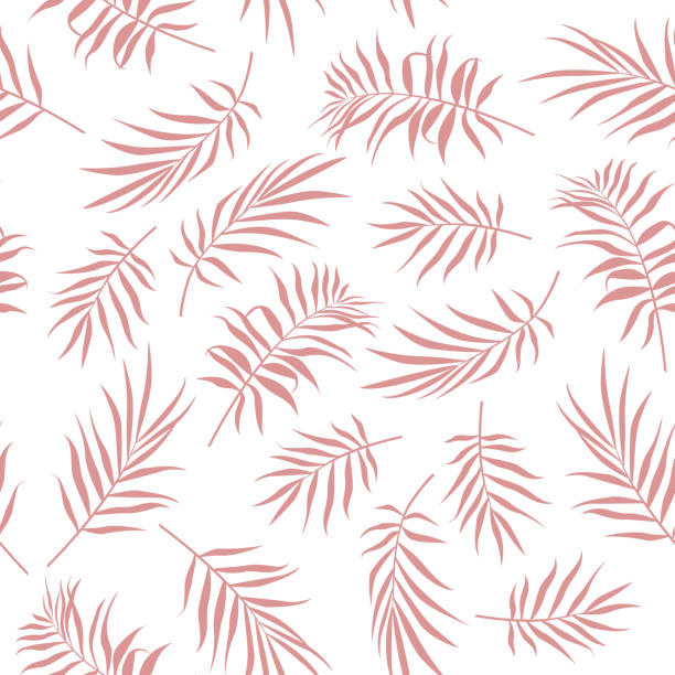 tropikalne bezszwowe kwiatowe tło z liśćmi palmowymi. - pattern coconut palm tree frond textile stock illustrations