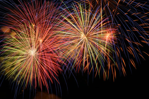 istock Colorful fireworks celebration and the night sky background. 962404042