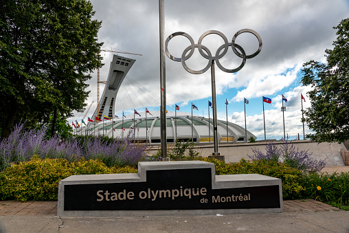 Montreal, Canada - August 6, 2017: Montreal Olympic Stadium built for the 1976 Summer Olympics.