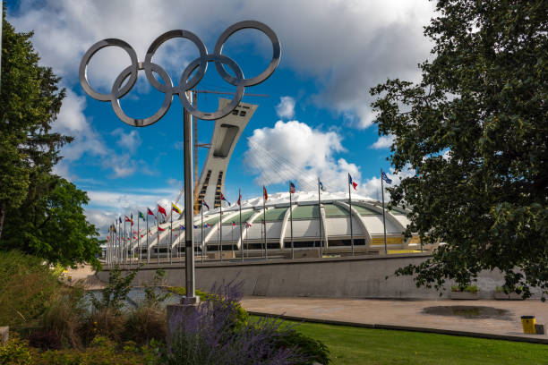Montreal Olympic Complex Montreal, Canada - August 6, 2017: Montreal Olympic Stadium built for the 1976 Summer Olympics. olympic city stock pictures, royalty-free photos & images