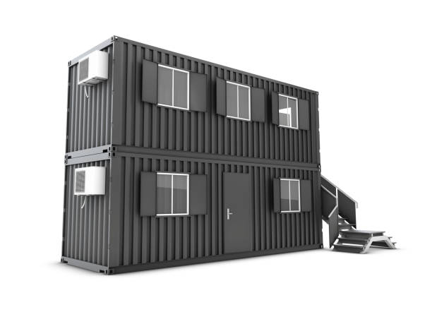 istock Converted old shipping container into building office with locker room 962417110