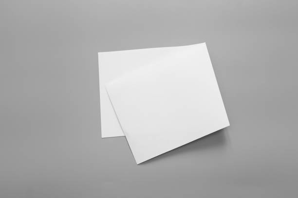 istock Blank portrait mock-up paper. brochure magazine isolated on grey, changeable background / white paper isolated on grey 962434500