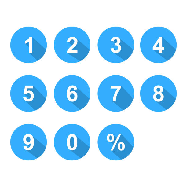 число набор значок синий цвет изолированный вектор - number stock illustrations