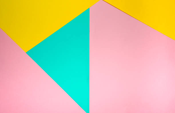 istock soft mint Blue, yellow and pink pastel color paper geometric flat lay background 962436700