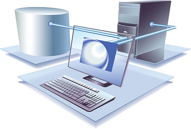 Computer, Database, Server, Network vector art illustration