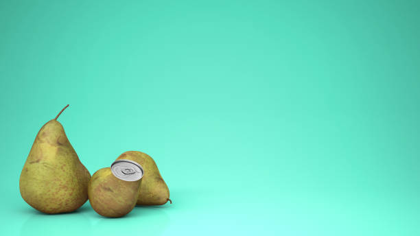 istock Fresh pear juice in pear can and pears, over turquoise background with copy space, natural drink concept idea 962448074