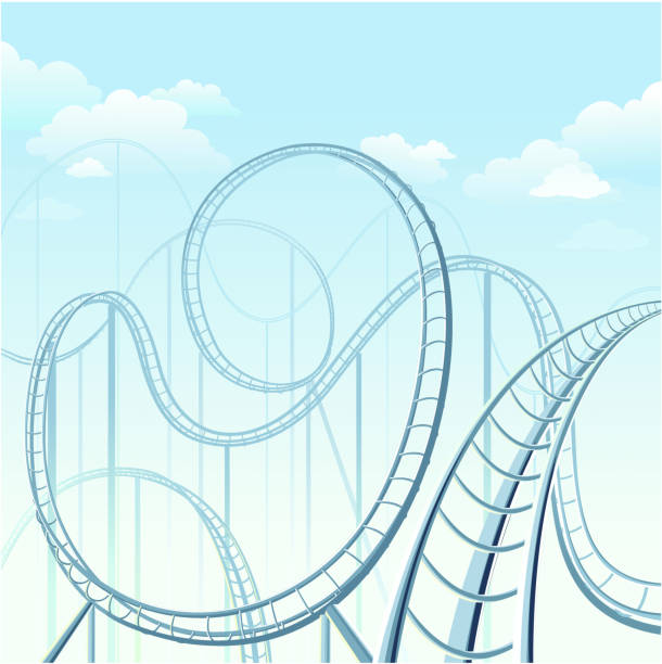 ilustrações, clipart, desenhos animados e ícones de montanha-russa - rollercoaster