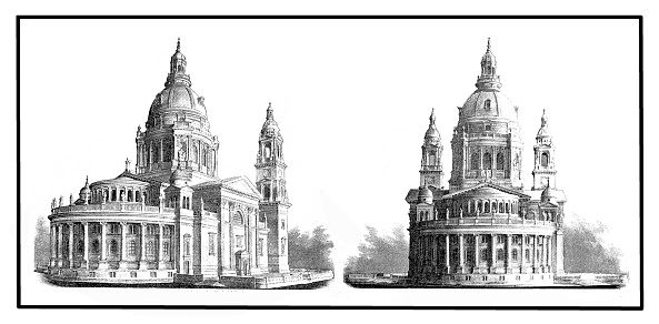 Illustration of a St. Stephen’s Basilica ,Hungary