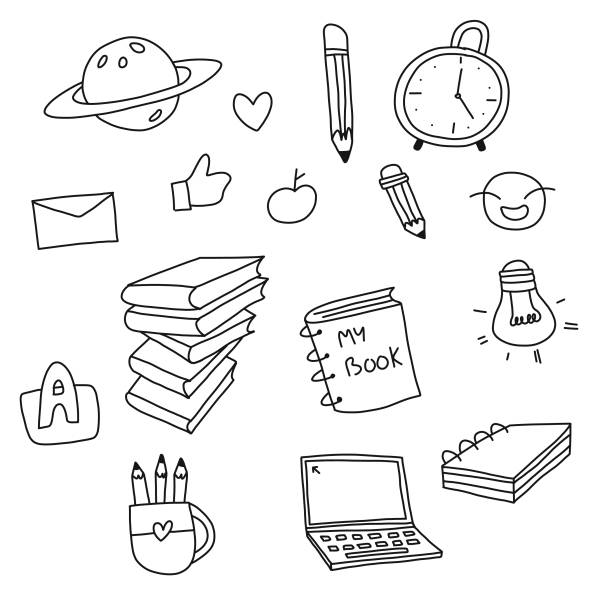 Back to school doodles Vector illustration of a set of back to school doodles and design elements time drawings stock illustrations
