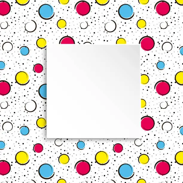 Vector illustration of Pop art colorful confetti background. Big colored spots and circ