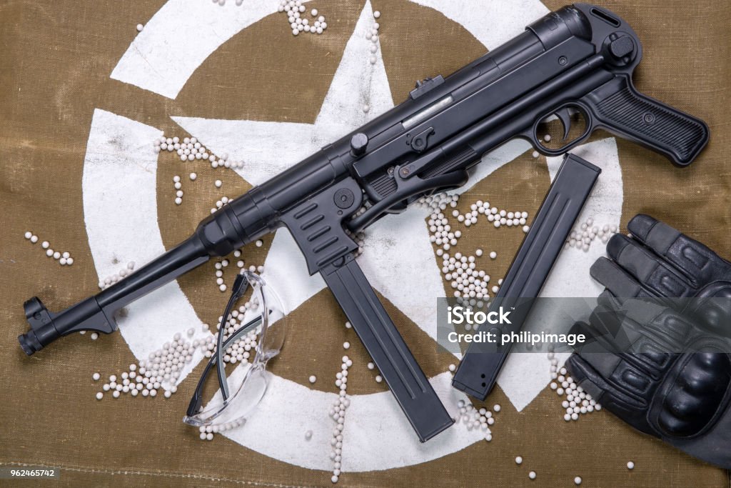 Air Soft Gun With Protective Glasses And A Lot Of Bullets Stock Photo -  Download Image Now - iStock