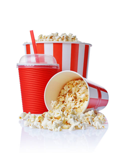 istock Large bucket and small cup of appetizing salty popcorn with beverage 962467150