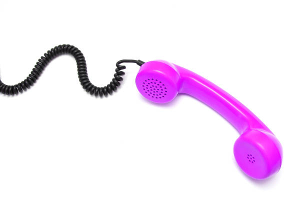 istock Purple retro telephone tube isolated on white background. 962469708