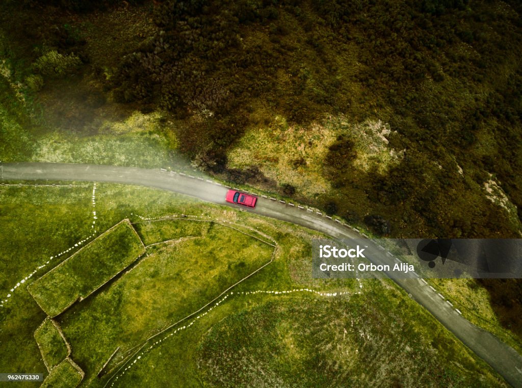Aerial View of road Car Stock Photo